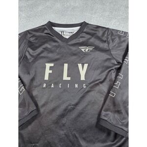 Fly Racing Youth Motocross Jersey Black White Long Sleeve Size YL BMX Dirt Bike